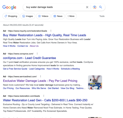 buy water damage leads
